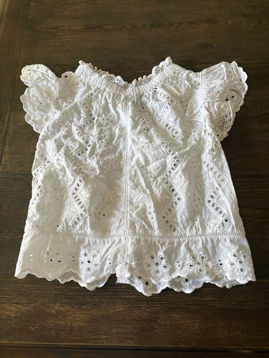 Jennifer And Grace Tops - Jennifer & Grace White Eyelet Ruffle Blouse